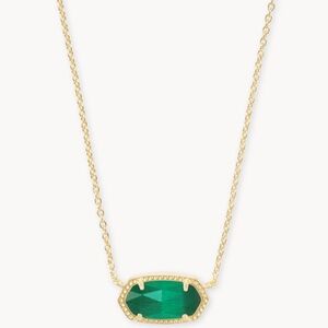 Dark Green Kendra Scott Elisa Gold Pendant Necklace